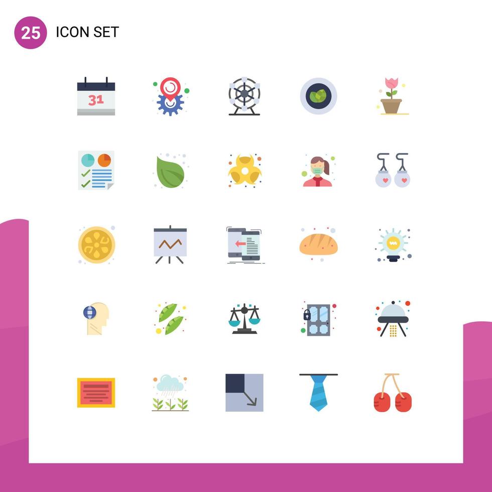 Stock Vector Icon Pack of 25 Line Signs and Symbols for spring floral park flower green Editable Vector Design Elements