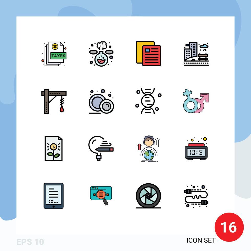 Universal Icon Symbols Group of 16 Modern Flat Color Filled Lines of bulb park education building city Editable Creative Vector Design Elements