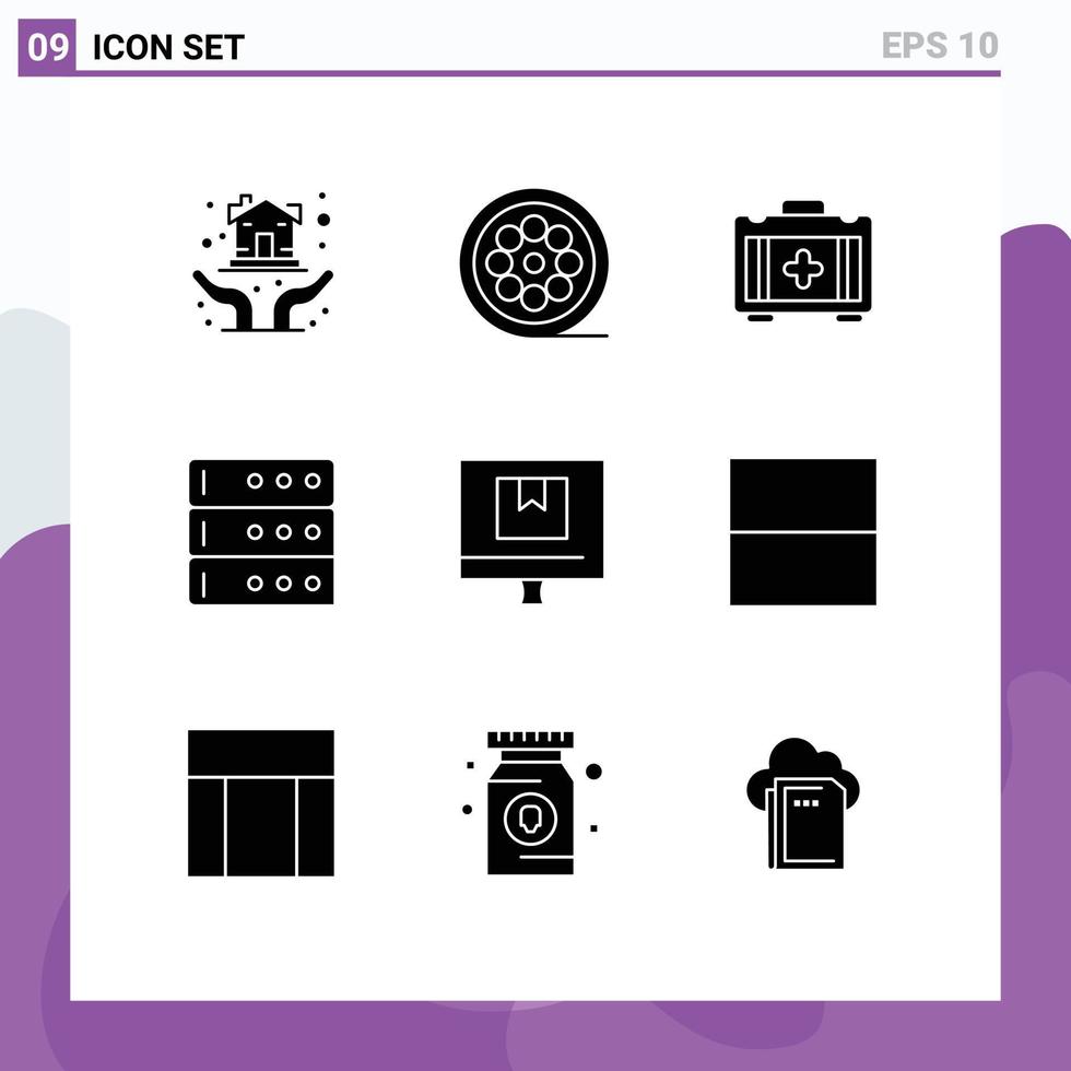 Set of 9 Modern UI Icons Symbols Signs for e commerce medical box database Editable Vector Design Elements