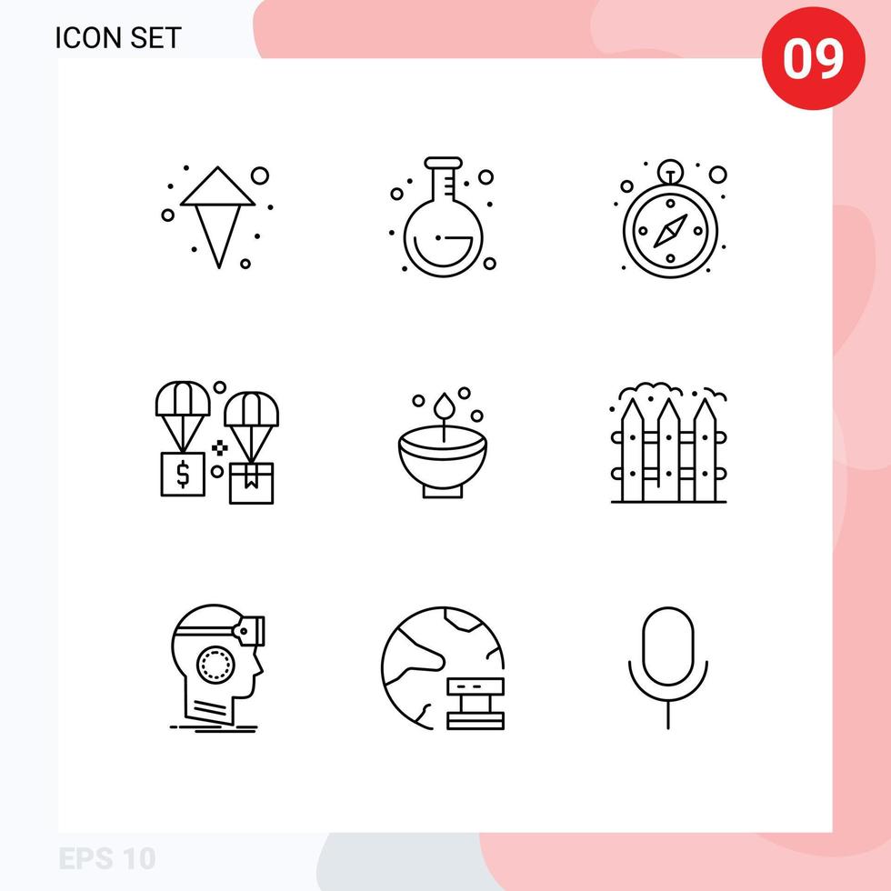 Set of 9 Modern UI Icons Symbols Signs for diwali deepam navigation celebrate logistic Editable Vector Design Elements