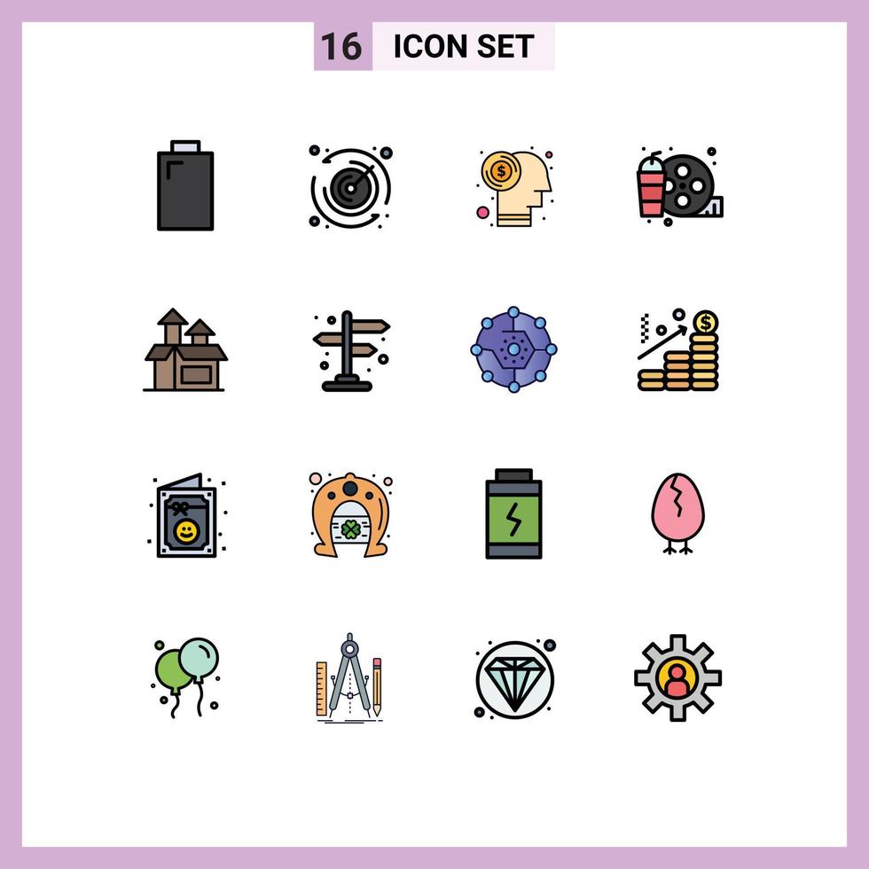 Universal Icon Symbols Group of 16 Modern Flat Color Filled Lines of product method dollar management hobbies Editable Creative Vector Design Elements