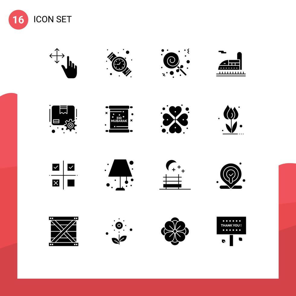 valores vector icono paquete de dieciséis línea señales y símbolos para invitación engranaje dulces paquete o empaquetar caja editable vector diseño elementos