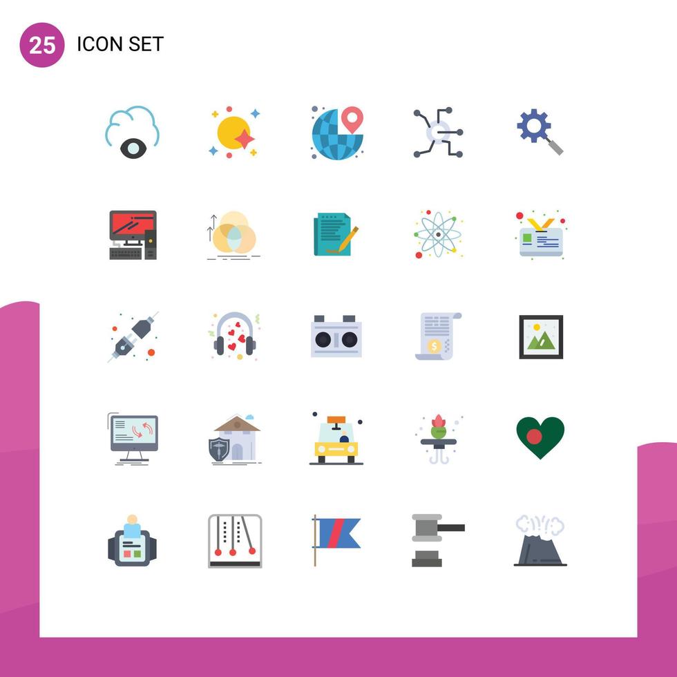 Universal Icon Symbols Group of 25 Modern Flat Colors of connect worldwide around network travel Editable Vector Design Elements