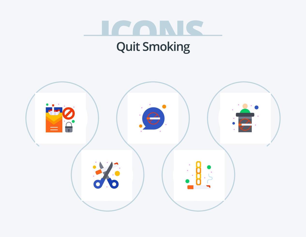 Quit Smoking Flat Icon Pack 5 Icon Design. healthcare. smoking. cigarette. quit. healthy vector
