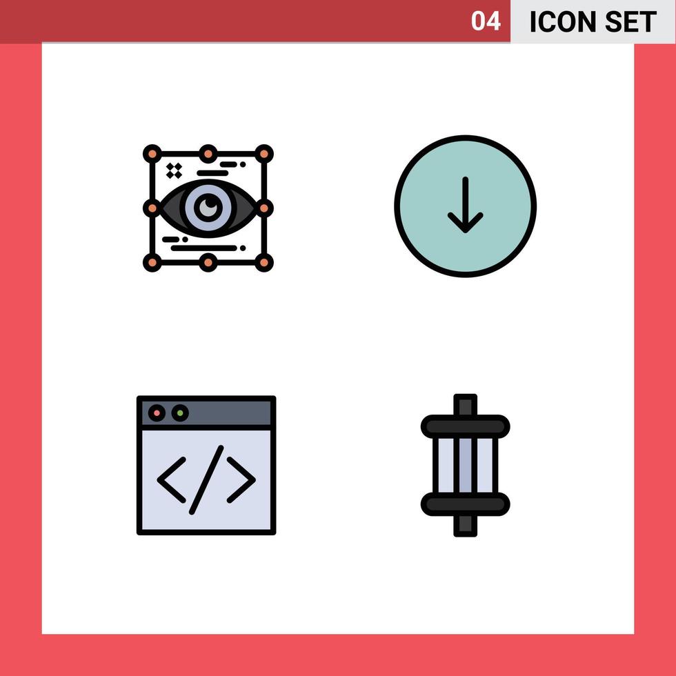 Set of 4 Modern UI Icons Symbols Signs for art web look down development Editable Vector Design Elements