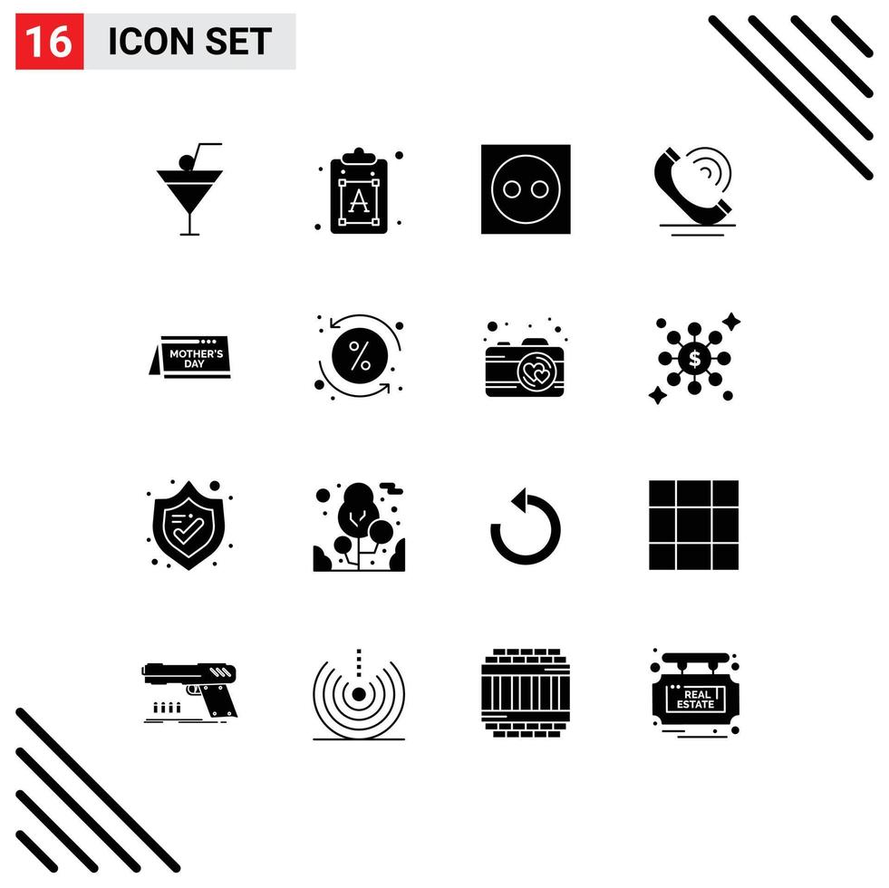 Stock Vector Icon Pack of 16 Line Signs and Symbols for day services appliances phone call Editable Vector Design Elements