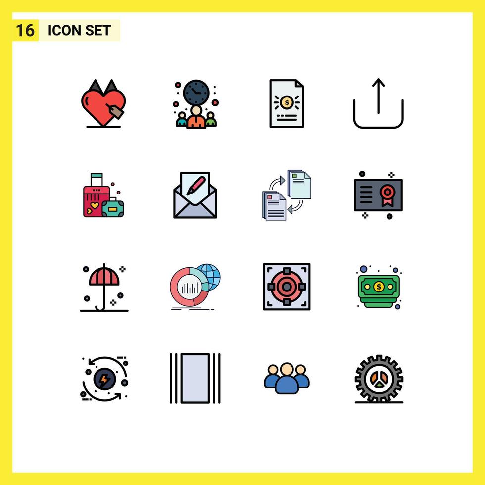 Stock Vector Icon Pack of 16 Line Signs and Symbols for briefcase ui time multimedia file Editable Creative Vector Design Elements