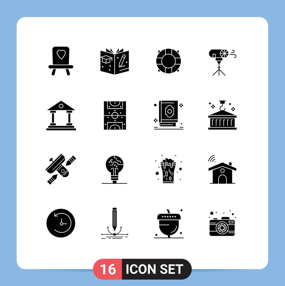 Stock Vector Icon Pack of 16 Line Signs and Symbols for game finance effects court bank Editable Vector Design Elements