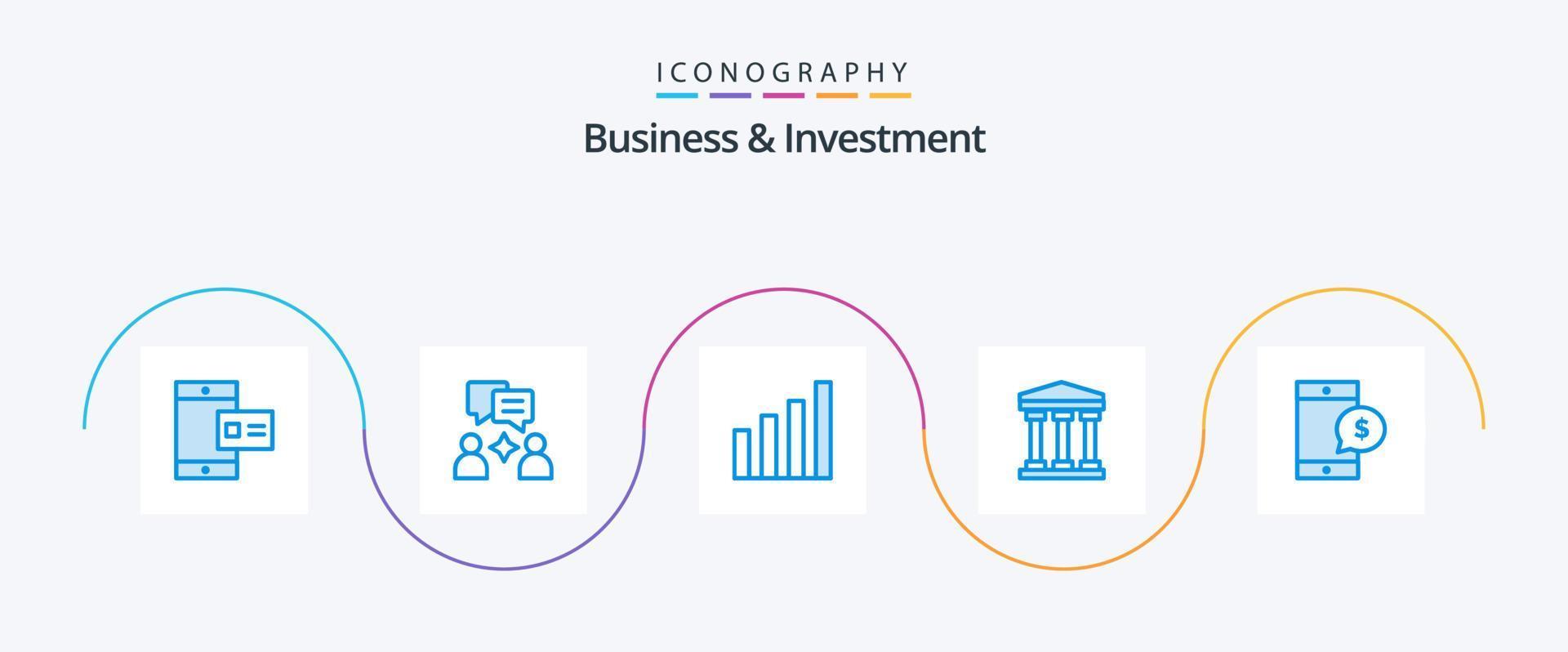 Business And Investment Blue 5 Icon Pack Including dollar. cell. interface. mobile. bank vector