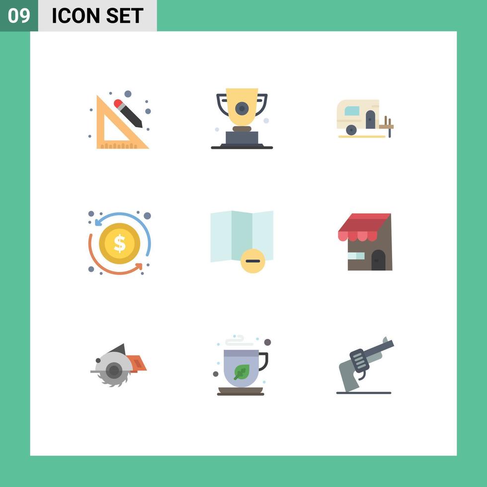 Universal Icon Symbols Group of 9 Modern Flat Colors of map money first exchange arrow Editable Vector Design Elements