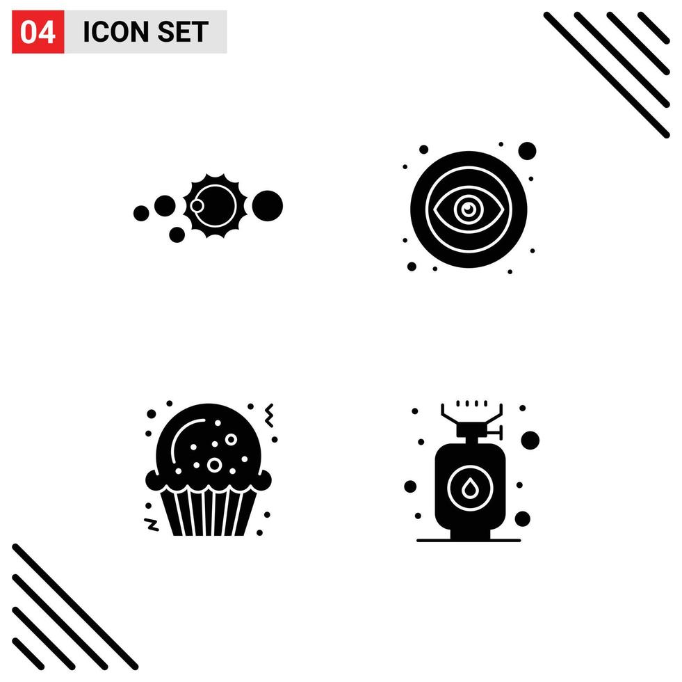 4 Creative Icons Modern Signs and Symbols of solar christmas solar system open sugar Editable Vector Design Elements