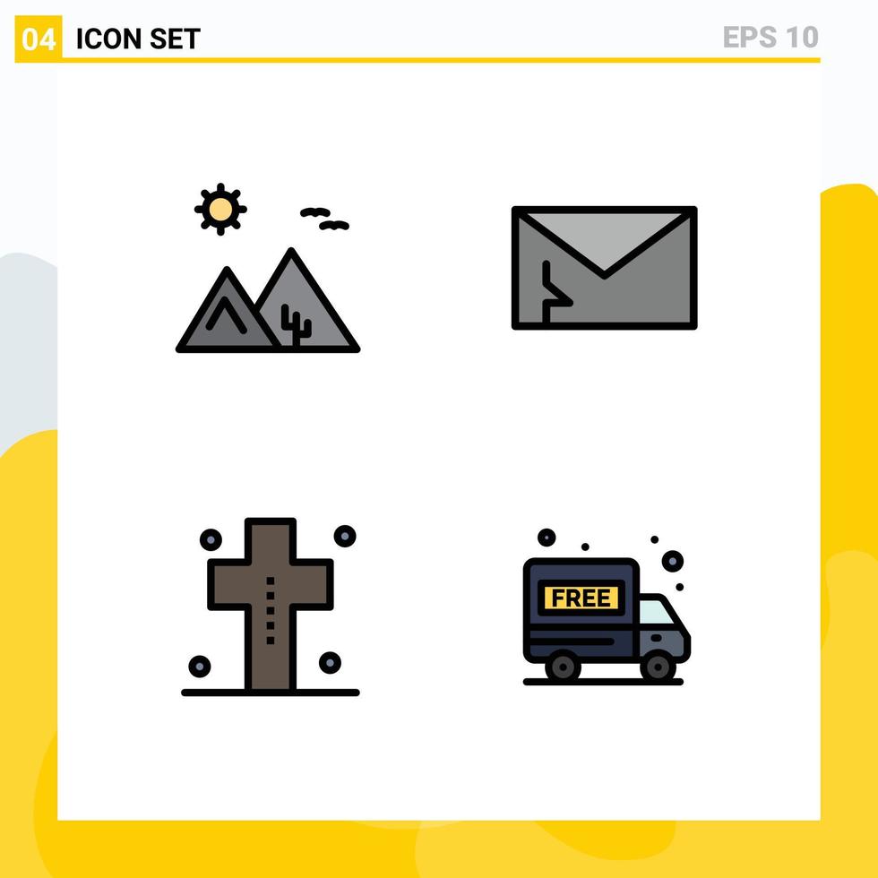 Set of 4 Modern UI Icons Symbols Signs for arabia spam egypt infected dead Editable Vector Design Elements