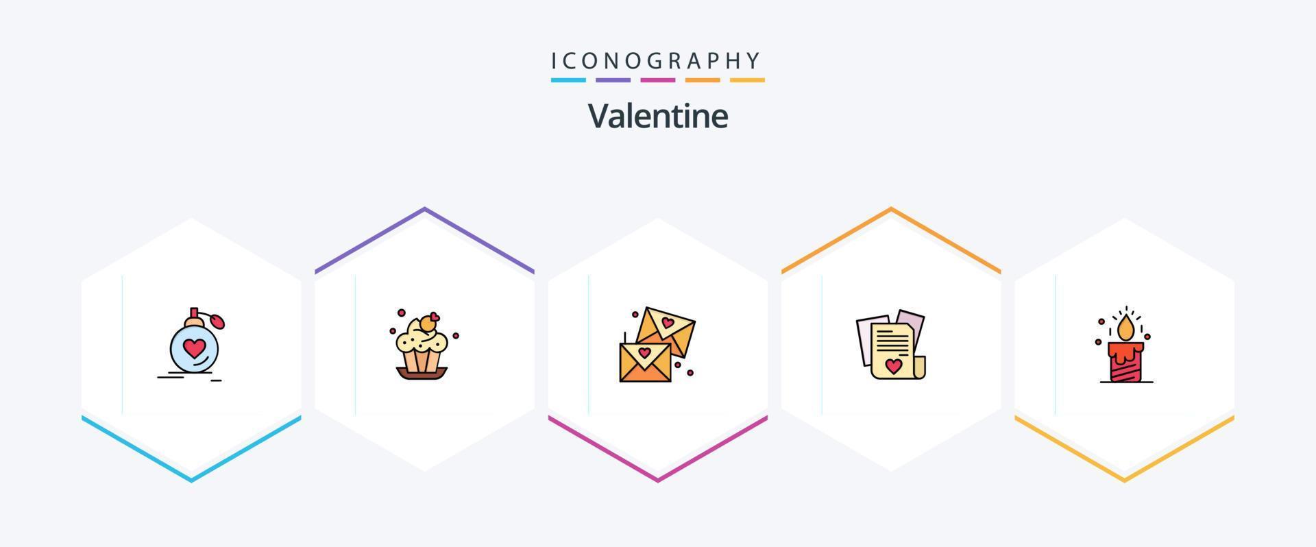 Valentine 25 FilledLine icon pack including wedding. love. cup. file. glasses vector