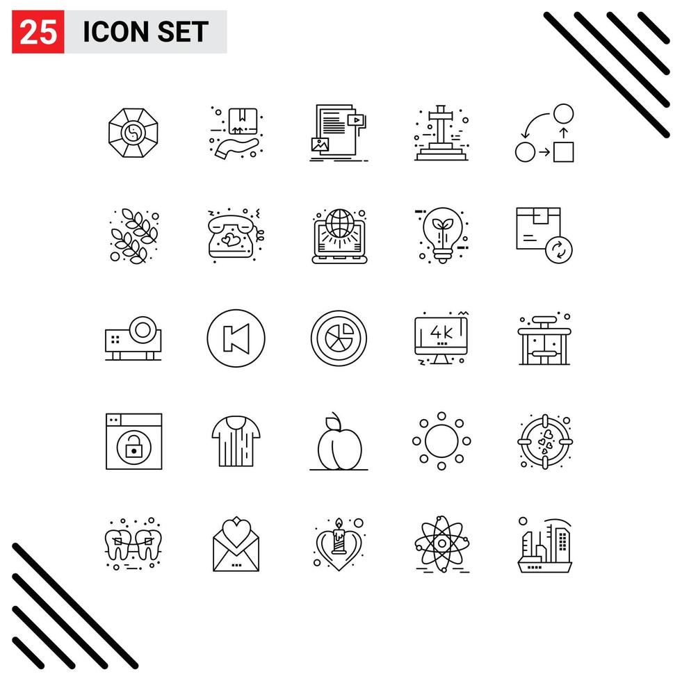 25 Universal Lines Set for Web and Mobile Applications diagram graveyard data grave website Editable Vector Design Elements