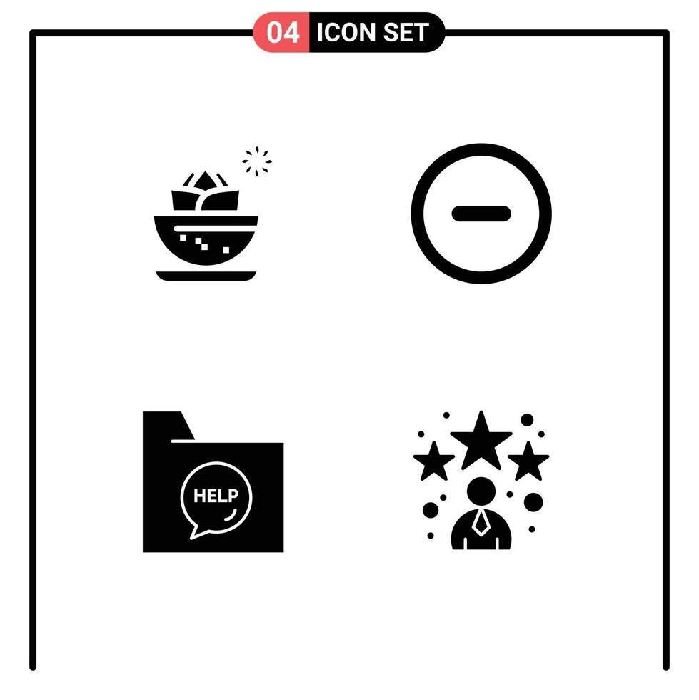 Universal Icon Symbols Group of 4 Modern Solid Glyphs of center contact spa minus file Editable Vector Design Elements