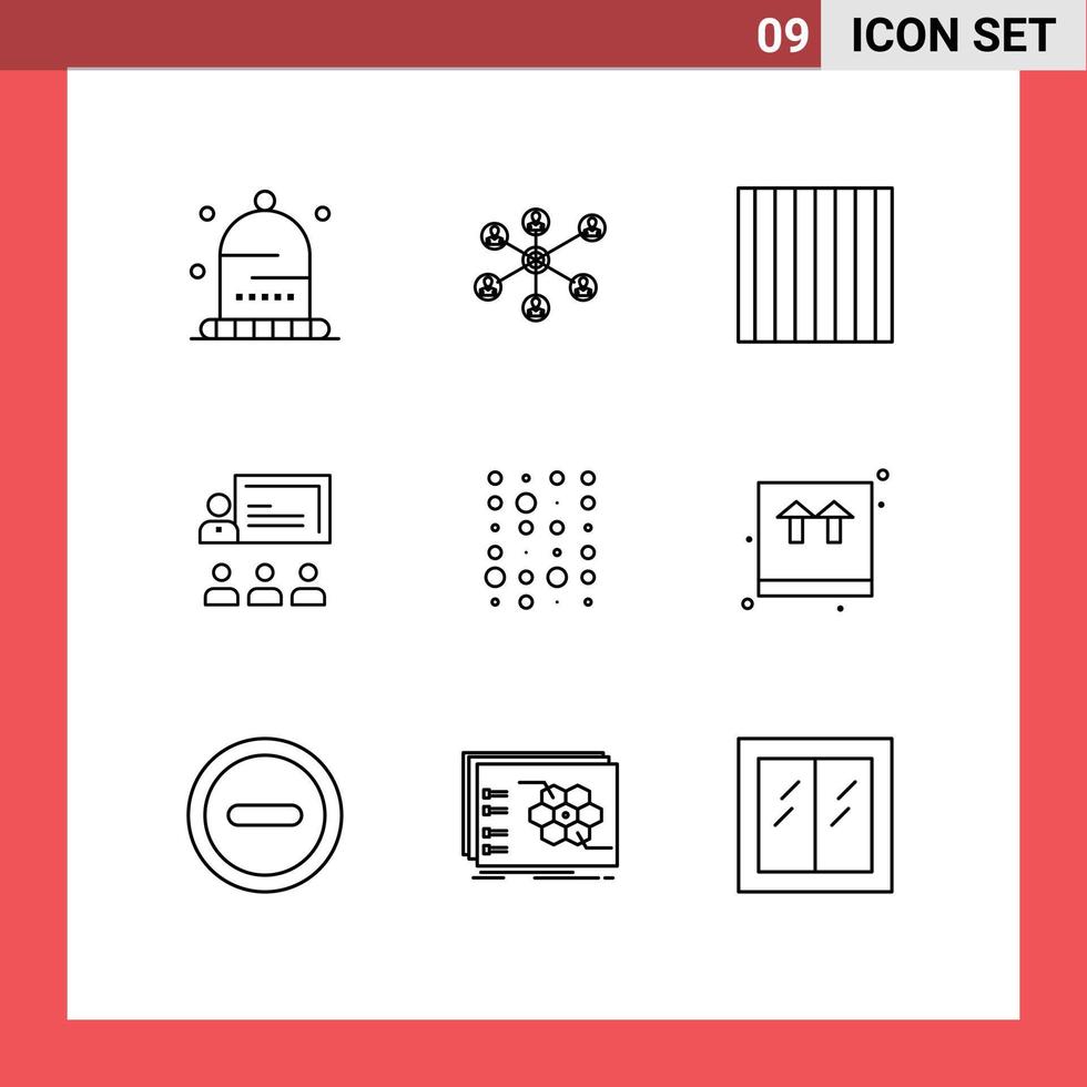Set of 9 Modern UI Icons Symbols Signs for data management food leadership business Editable Vector Design Elements