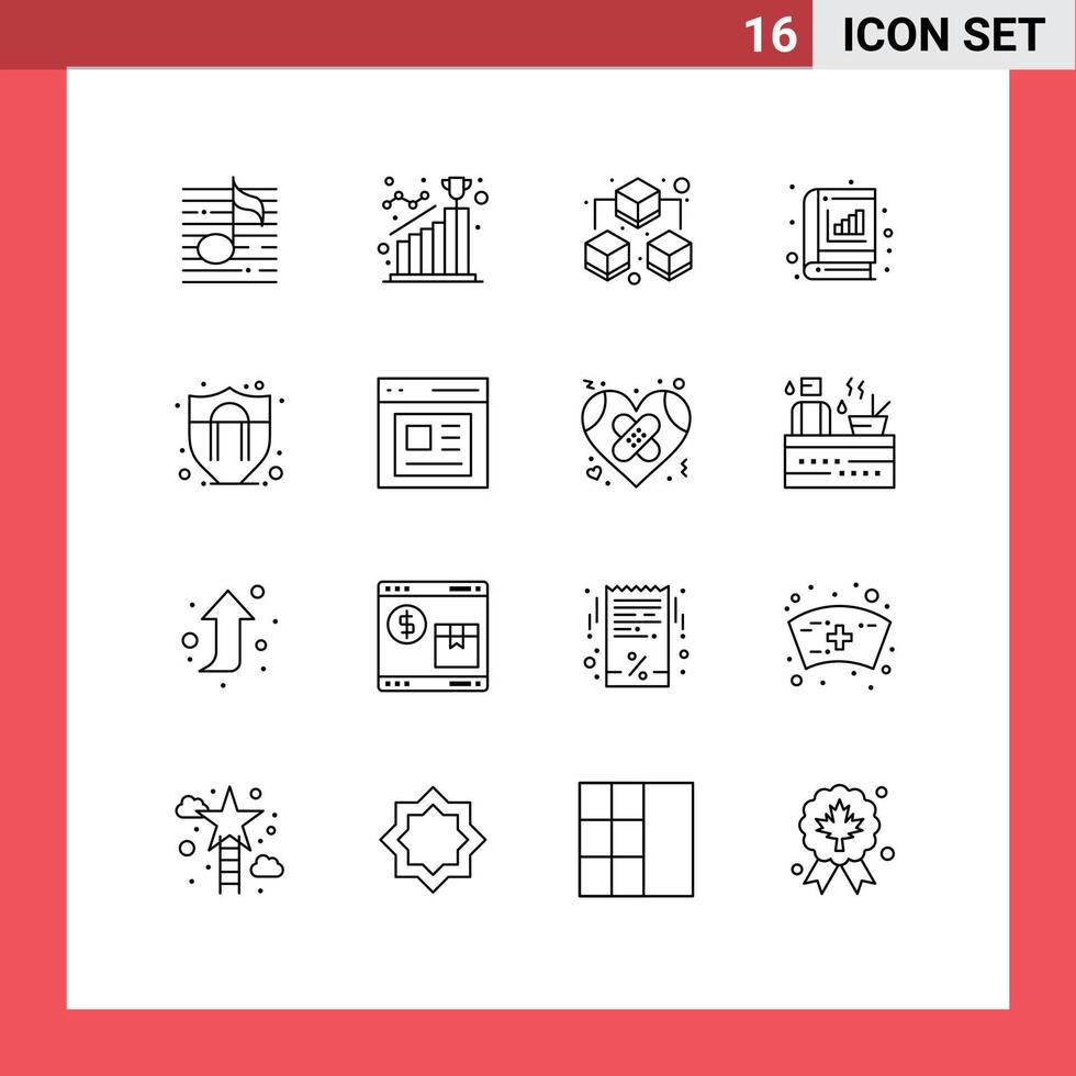 Set of 16 Commercial Outlines pack for stat book reach analytic sharing Editable Vector Design Elements