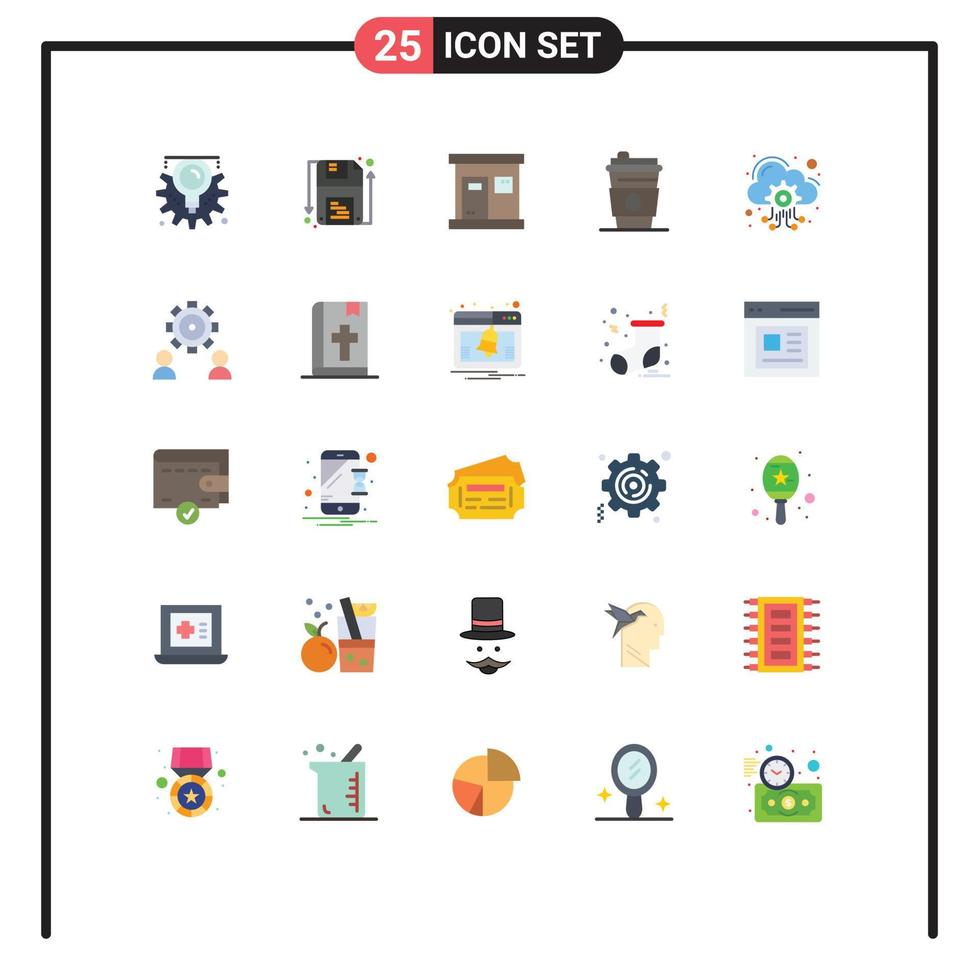 25 Flat Color concept for Websites Mobile and Apps hosting server cloud hot drink beverage Editable Vector Design Elements