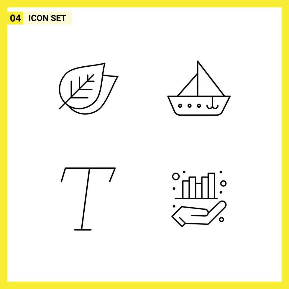 Modern Set of 4 Filledline Flat Colors and symbols such as ecology font spring ship business Editable Vector Design Elements