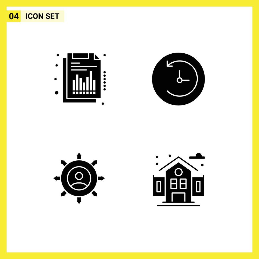 4 User Interface Solid Glyph Pack of modern Signs and Symbols of annual corporate report time machine planning Editable Vector Design Elements