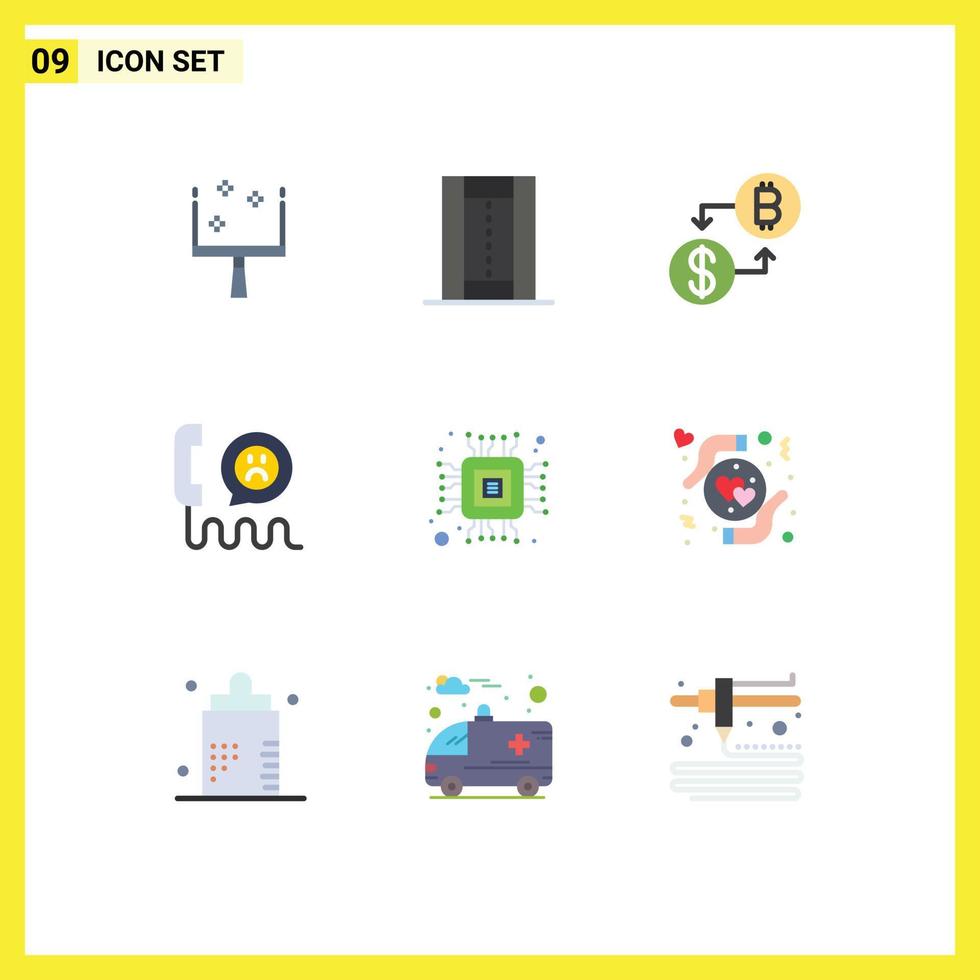 9 Creative Icons Modern Signs and Symbols of chip phone currency help contact Editable Vector Design Elements