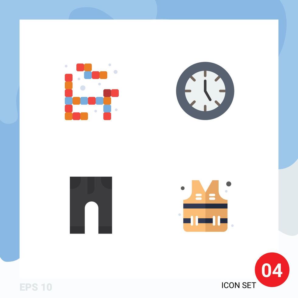 Stock Vector Icon Pack of 4 Line Signs and Symbols for tetris clothes clock products trousers Editable Vector Design Elements