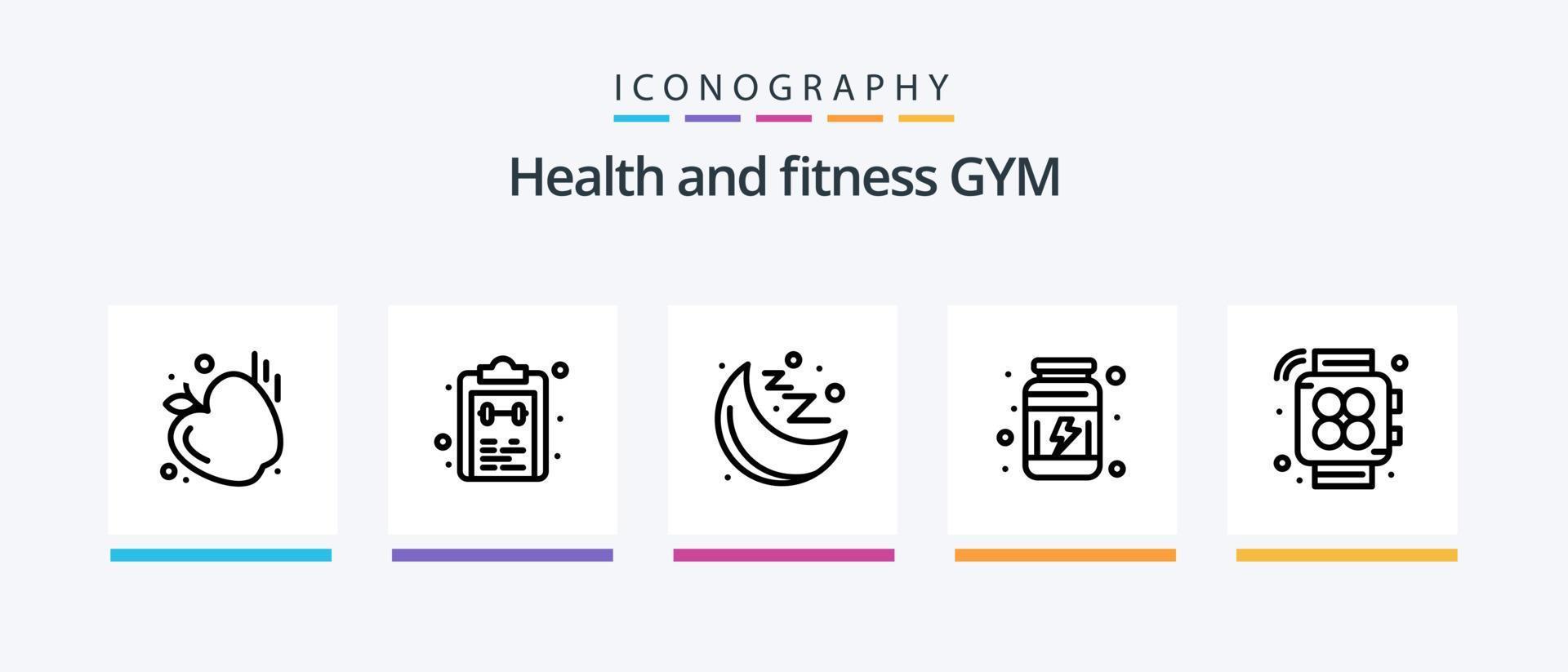 Gym Line 5 Icon Pack Including sport. dumbbell. exercise. jump rope. exercise. Creative Icons Design vector