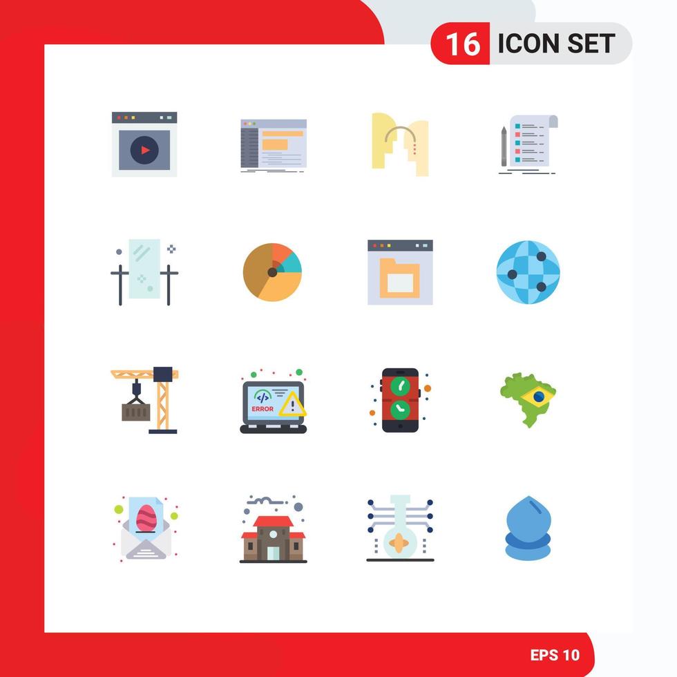 16 Flat Color concept for Websites Mobile and Apps card report root file mind Editable Pack of Creative Vector Design Elements