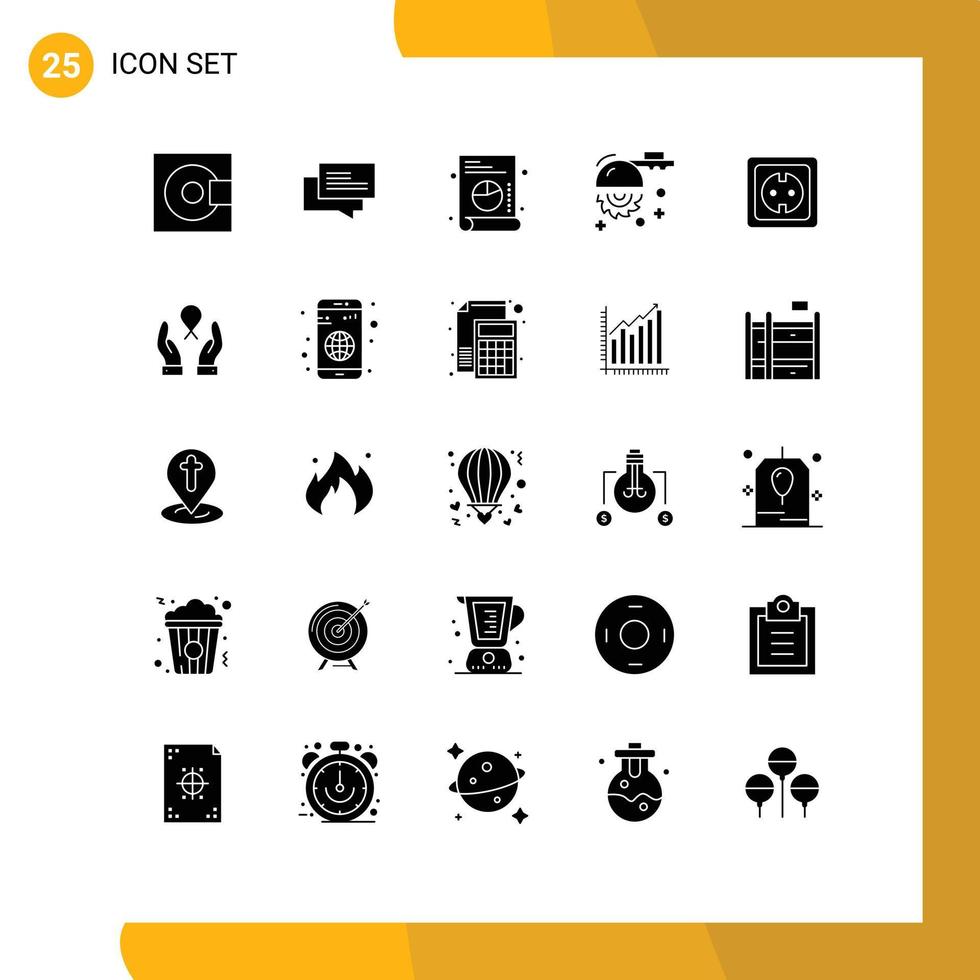 Modern Set of 25 Solid Glyphs and symbols such as energy saw shopping cutting blade Editable Vector Design Elements