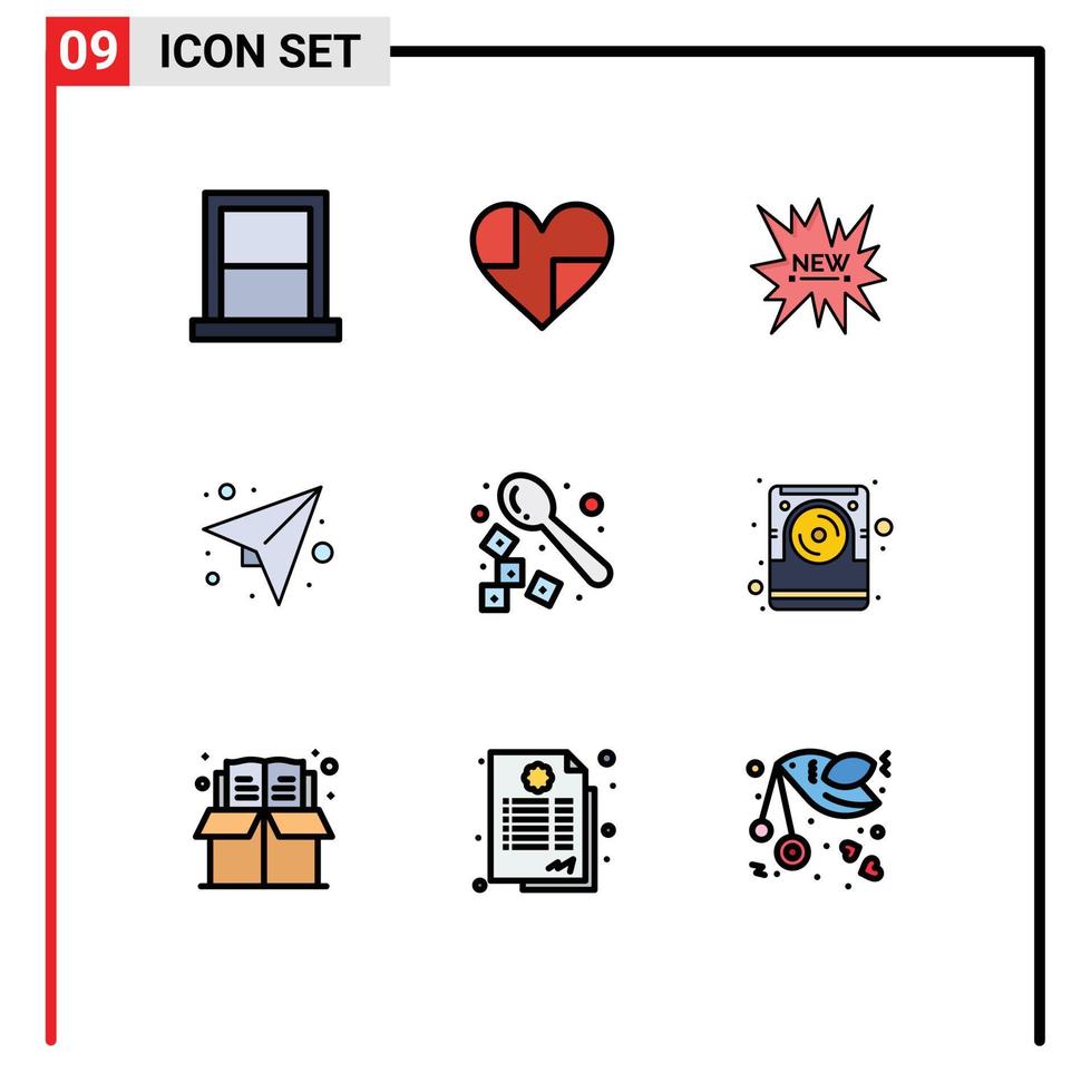 Set of 9 Modern UI Icons Symbols Signs for send paper favorite message tag Editable Vector Design Elements