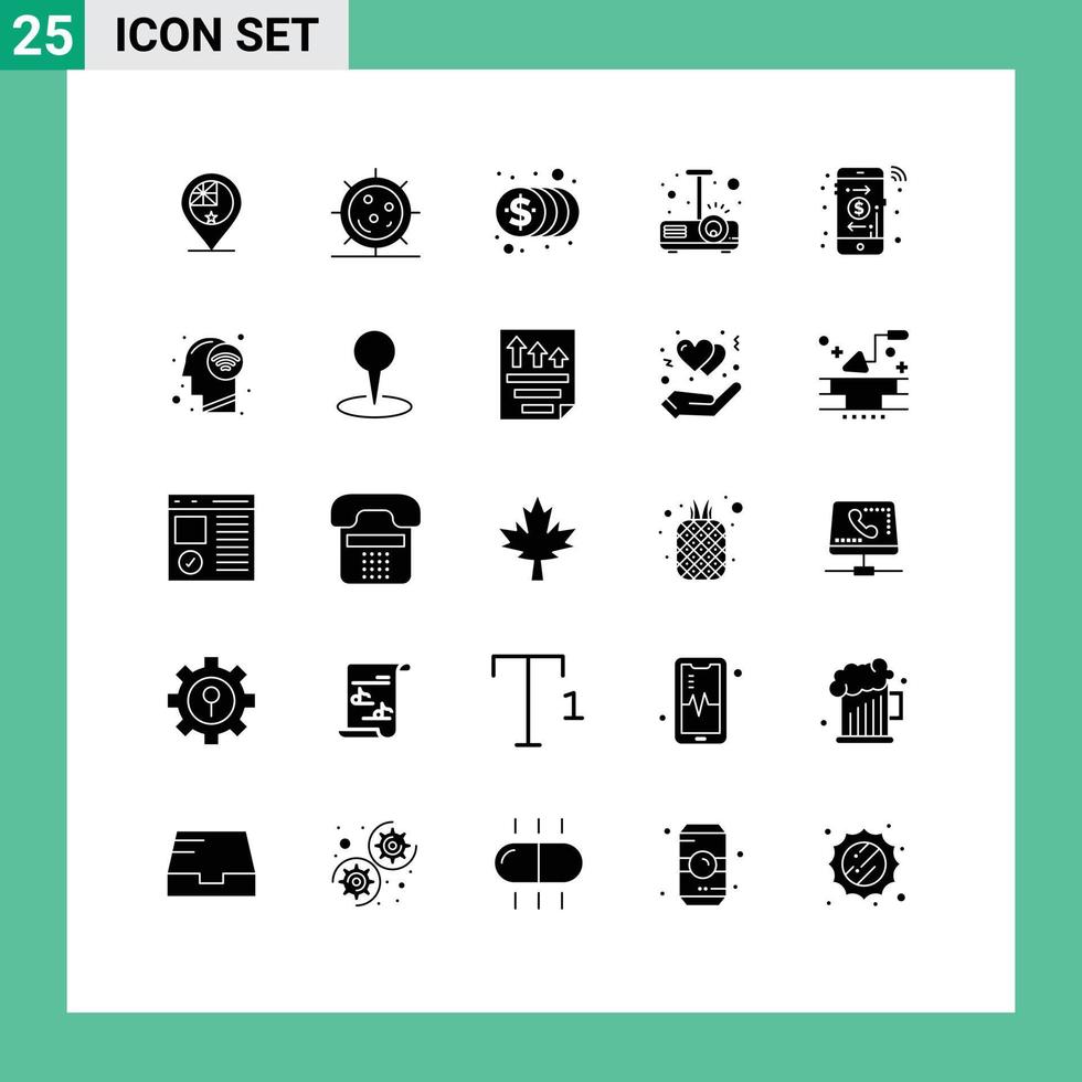 25 Creative Icons Modern Signs and Symbols of light presentation health beamer investment Editable Vector Design Elements