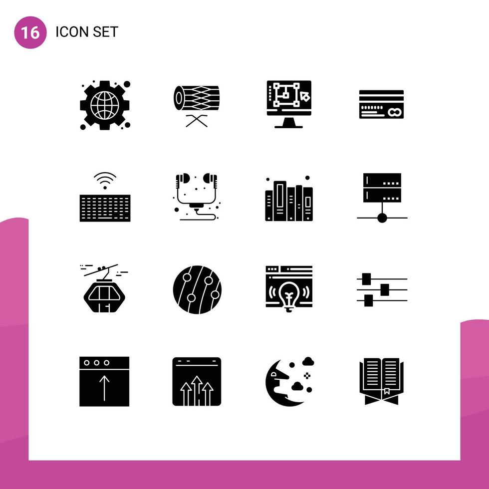 16 Creative Icons Modern Signs and Symbols of back card st credit enhance Editable Vector Design Elements