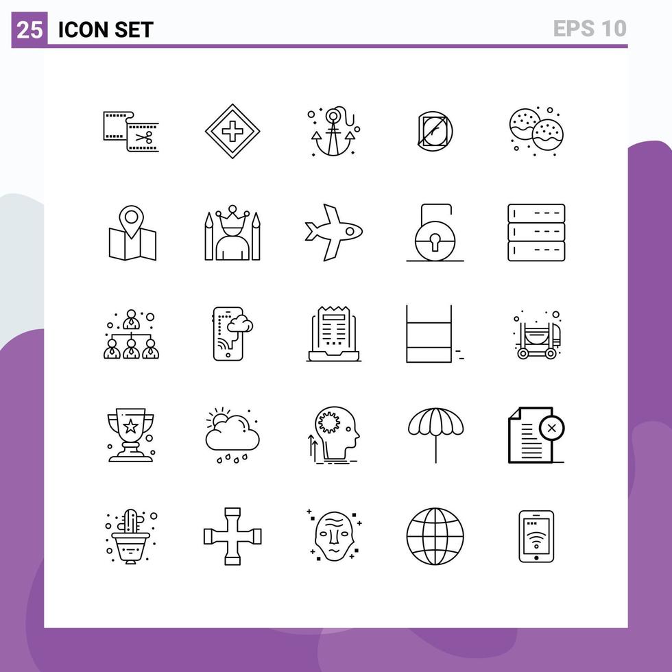 Set of 25 Modern UI Icons Symbols Signs for science lab service biology sea Editable Vector Design Elements