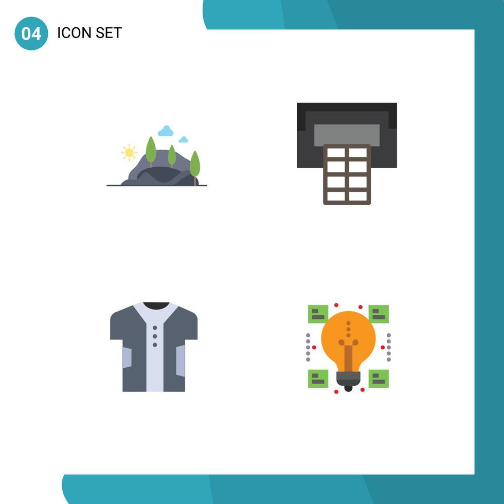 4 Flat Icon concept for Websites Mobile and Apps hill digital mountain sport fabric Editable Vector Design Elements