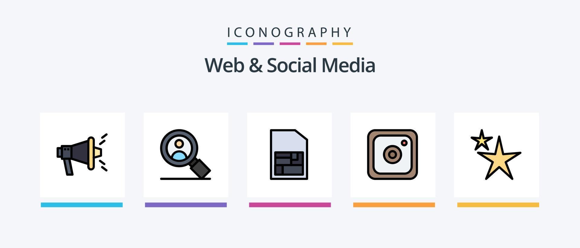 web y social medios de comunicación línea lleno 5 5 icono paquete incluso . servidor . Internet. base de datos . campana. creativo íconos diseño vector