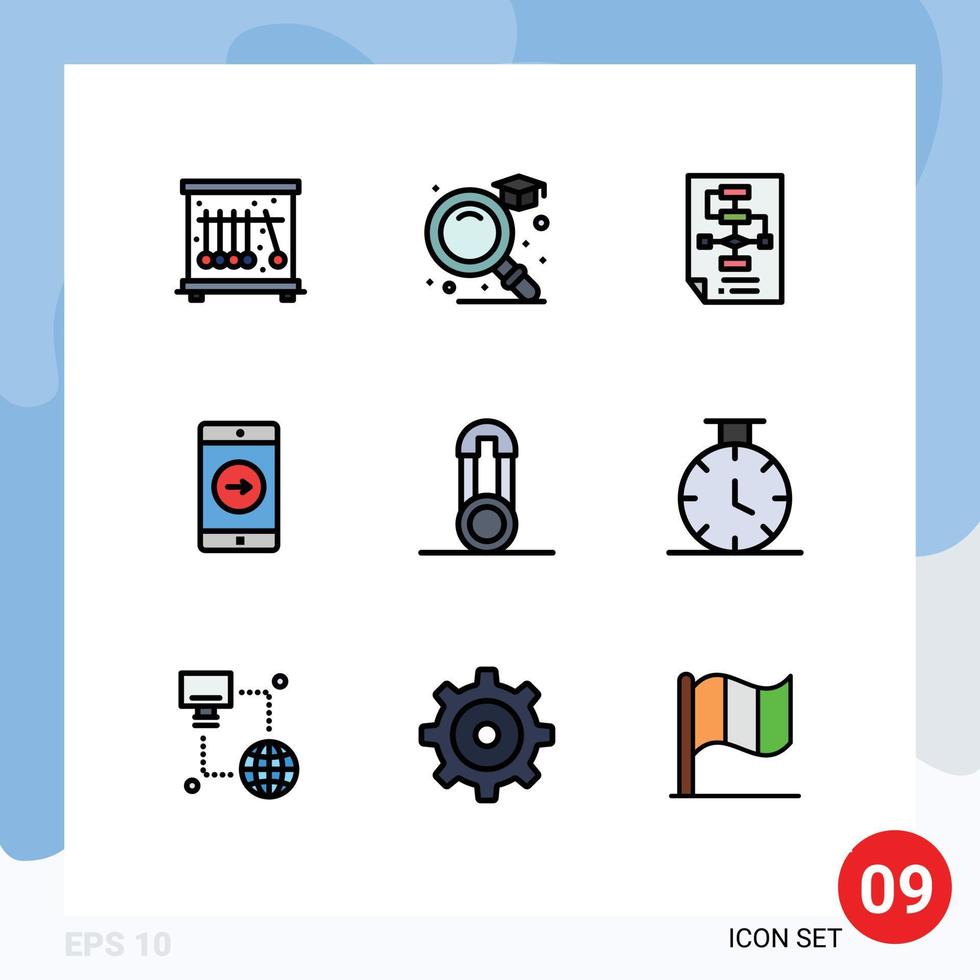 Stock Vector Icon Pack of 9 Line Signs and Symbols for pins baby document mobile application right Editable Vector Design Elements