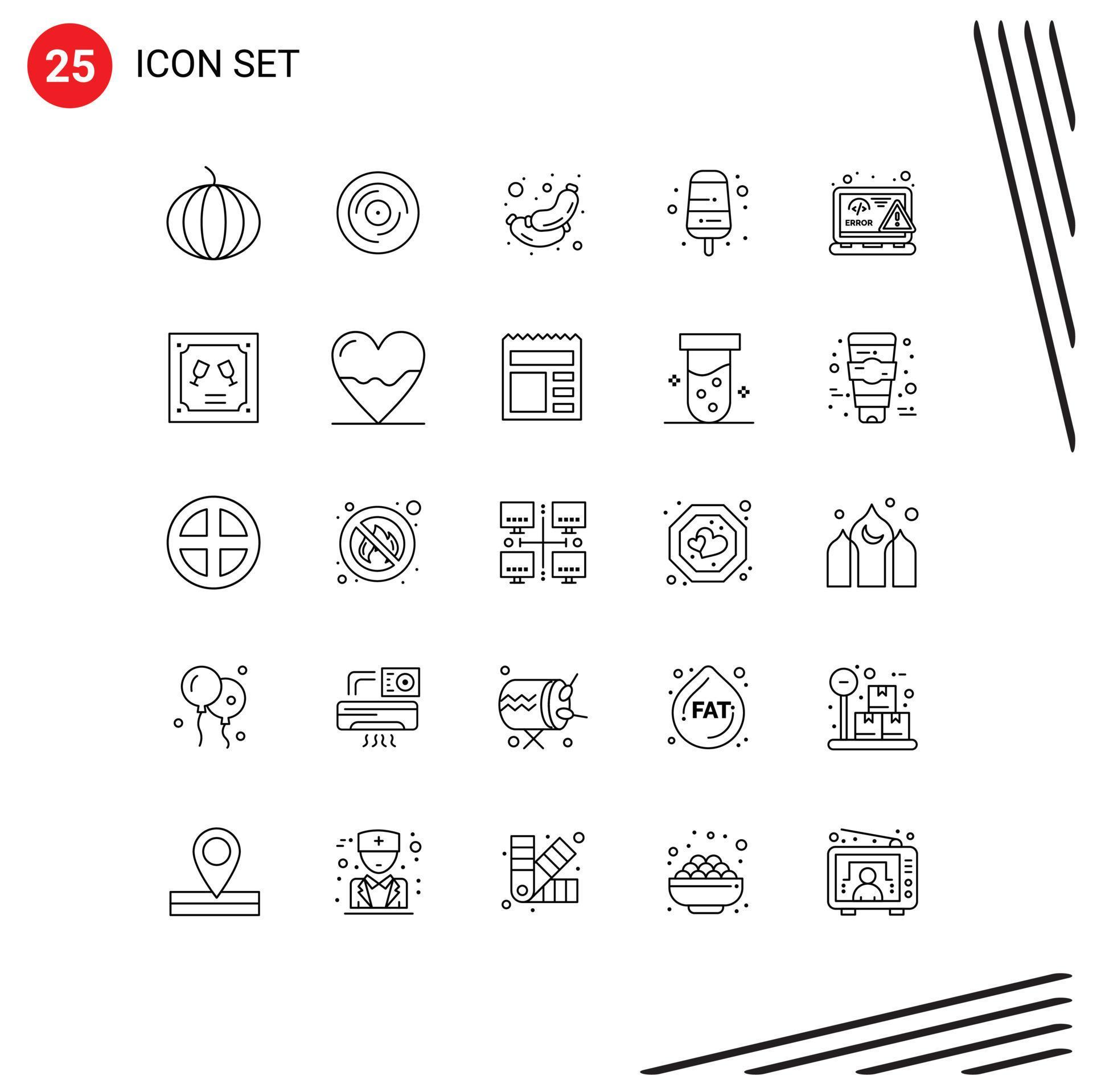 Set of 25 Commercial Lines pack for web design meat coding food