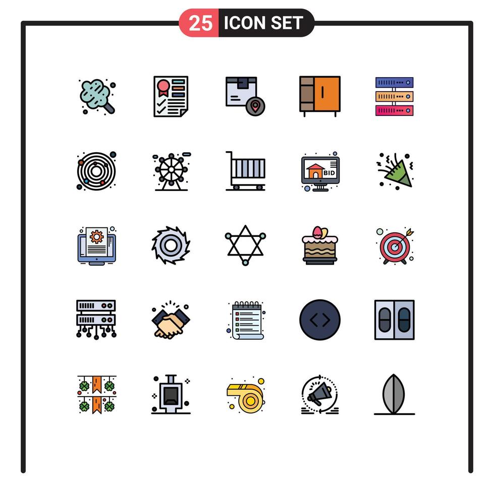 Modern Set of 25 Filled line Flat Colors and symbols such as wardrobe home ribbon furniture placeholder Editable Vector Design Elements