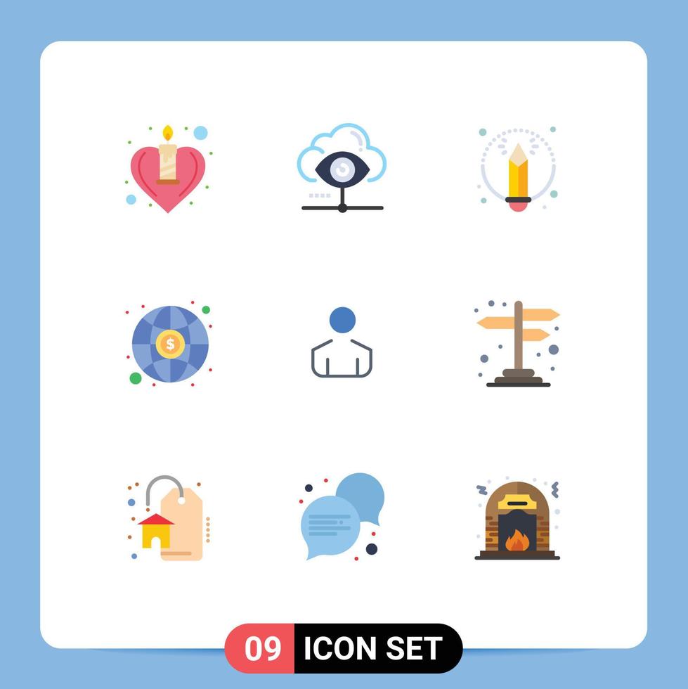 Set of 9 Modern UI Icons Symbols Signs for person male share money global Editable Vector Design Elements