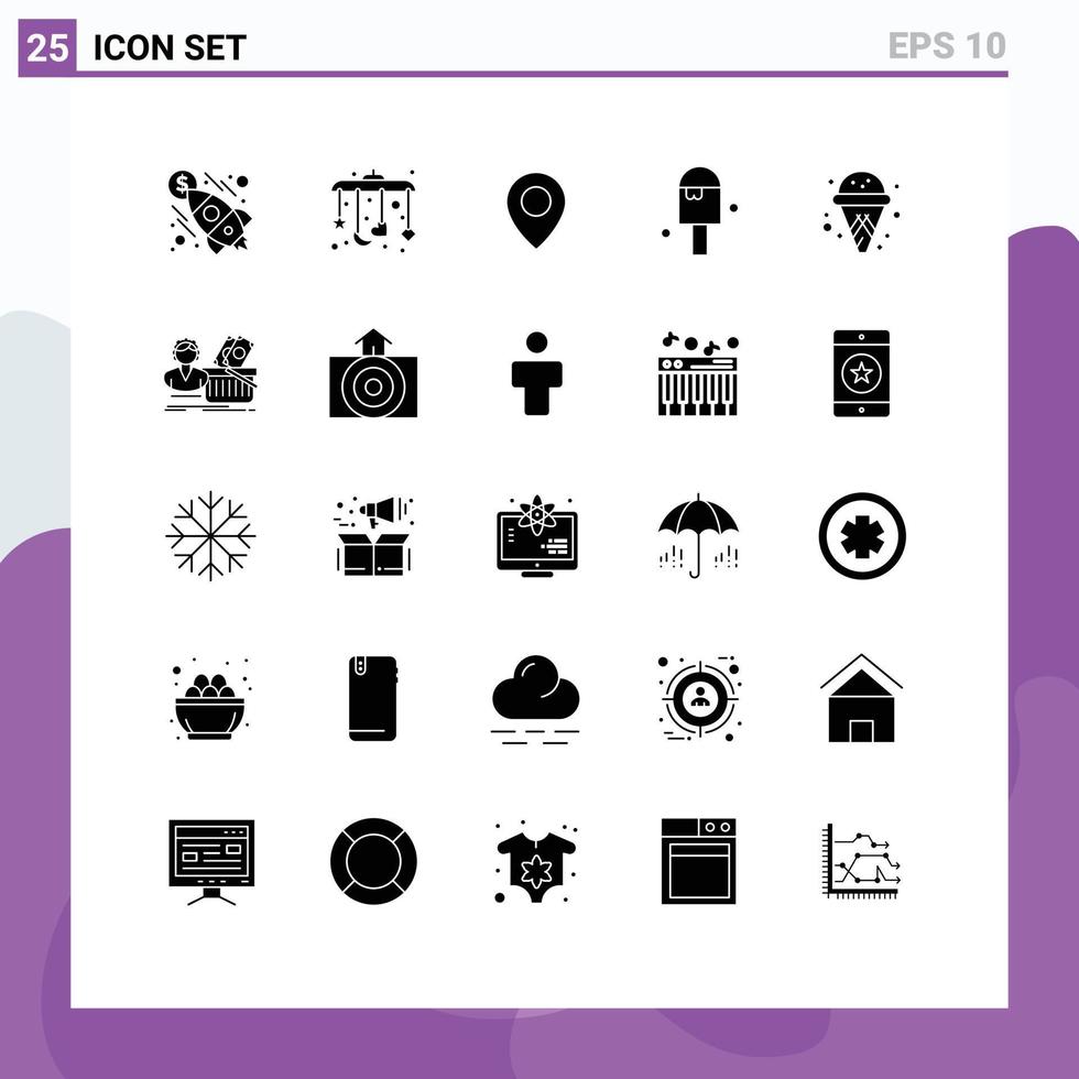 25 Creative Icons Modern Signs and Symbols of salary ice cream location cone ice cream Editable Vector Design Elements