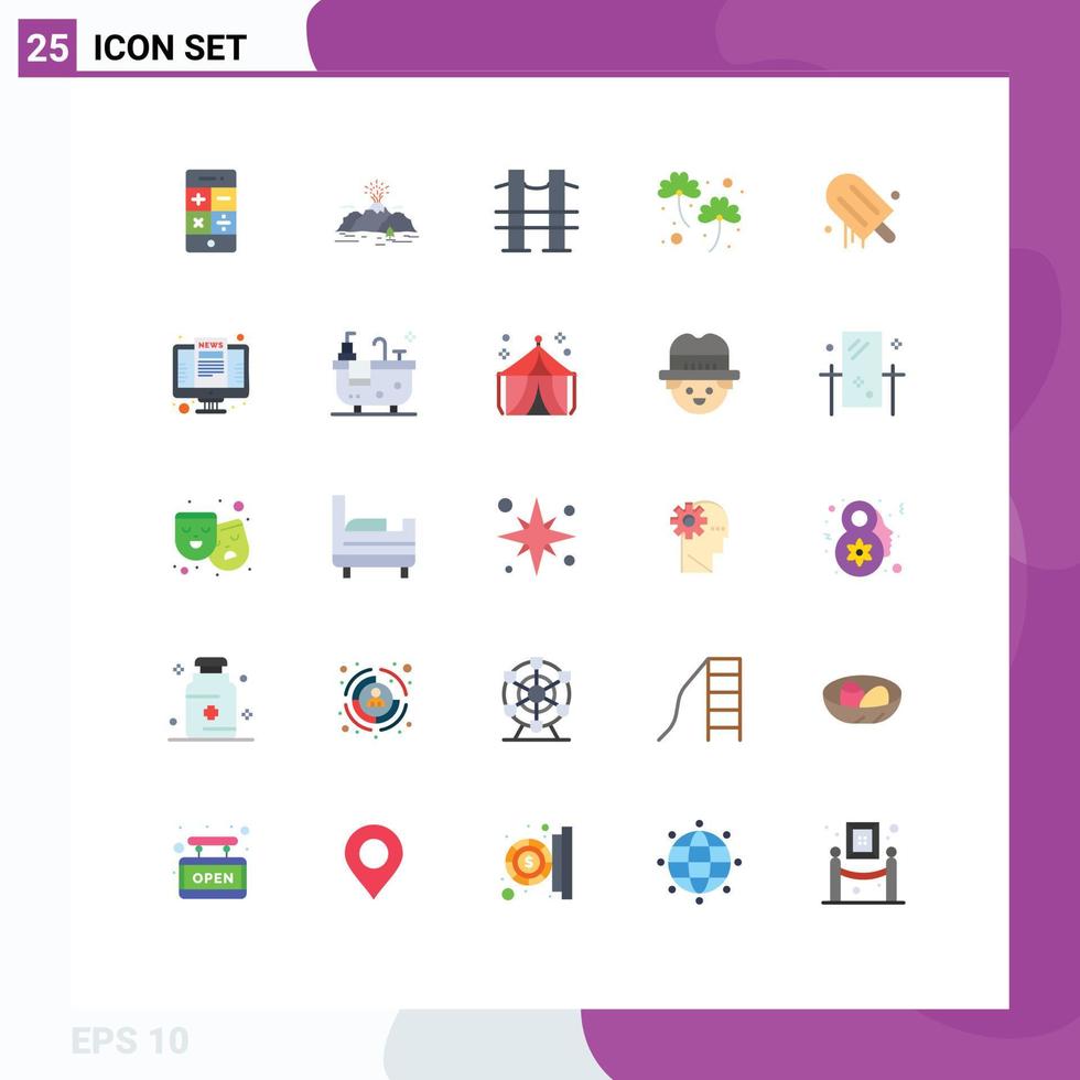 Modern Set of 25 Flat Colors Pictograph of icecream irish blast ireland road Editable Vector Design Elements