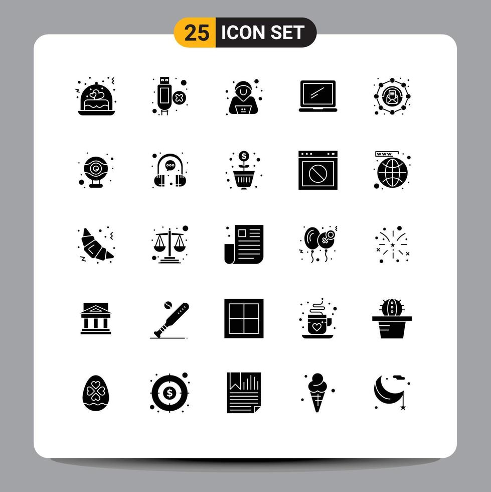Stock Vector Icon Pack of 25 Line Signs and Symbols for marketing affiliate hacker laptop device Editable Vector Design Elements