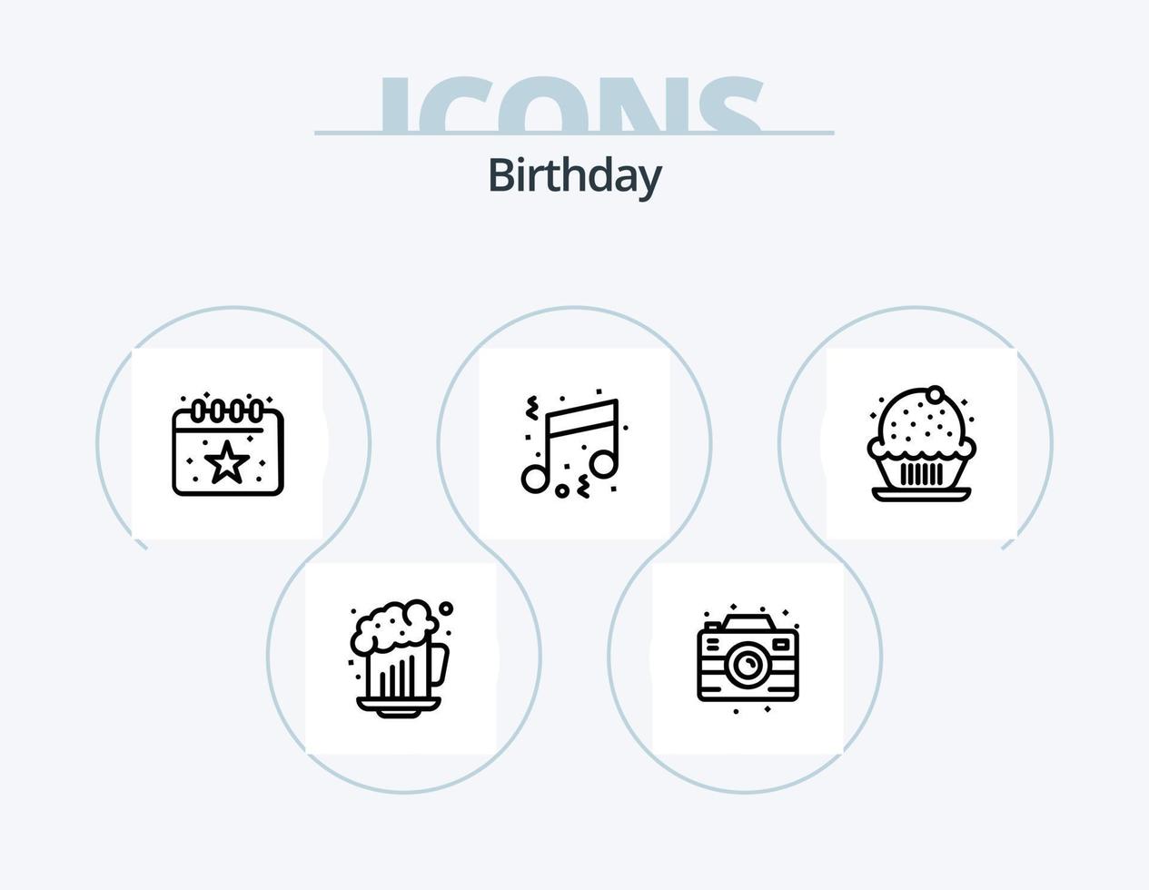 Birthday Line Icon Pack 5 Icon Design. party. cake. mobile. birthday. celebration vector