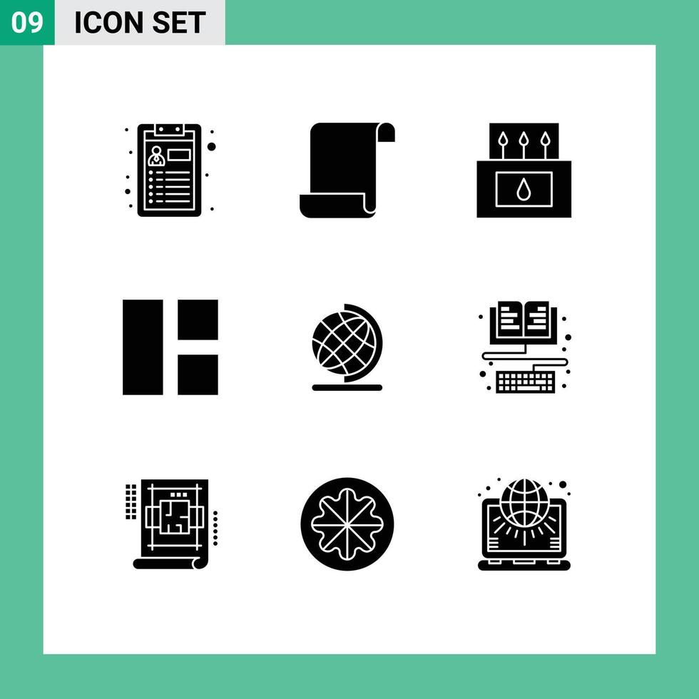 Stock Vector Icon Pack of 9 Line Signs and Symbols for book geography matches earth image Editable Vector Design Elements