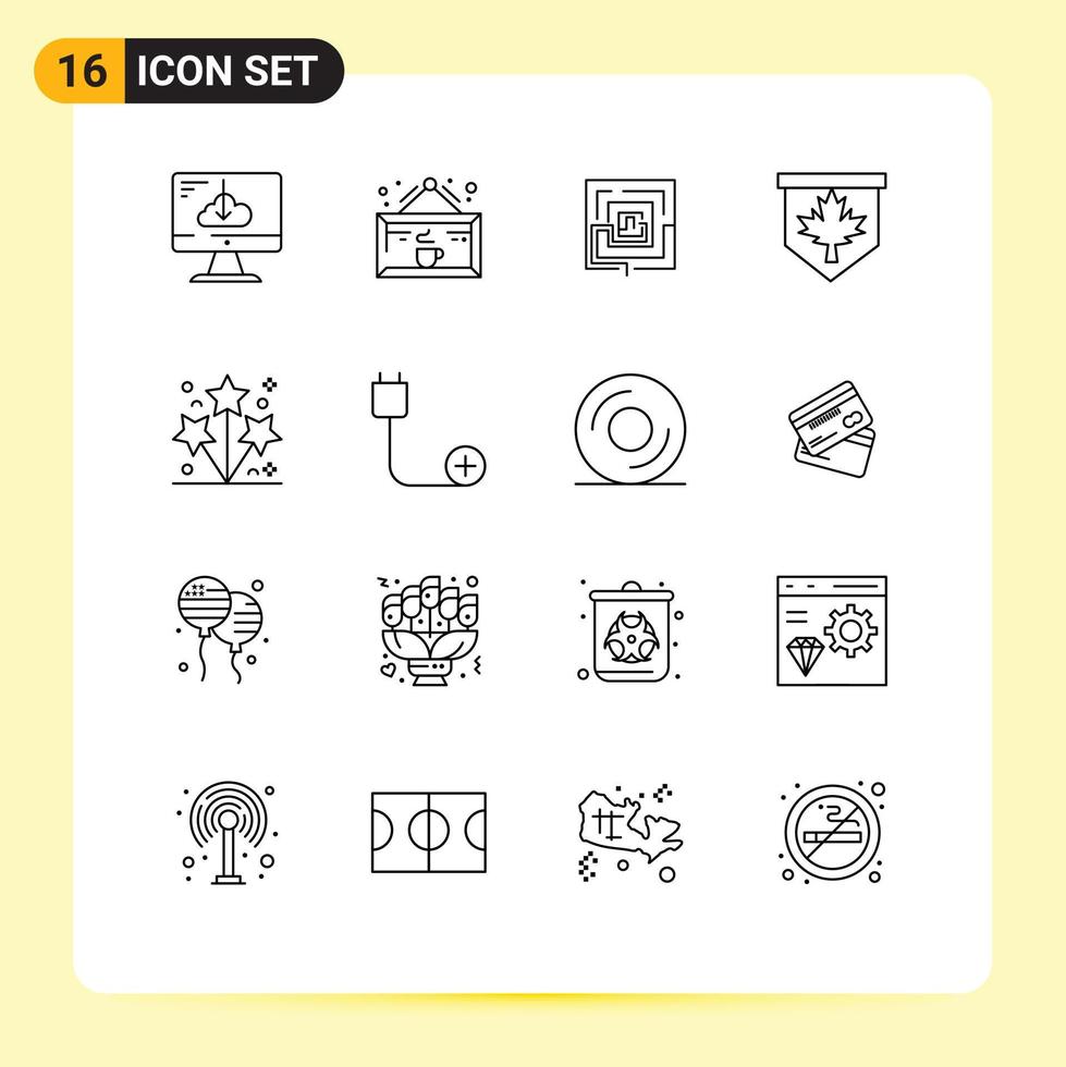 16 Outline concept for Websites Mobile and Apps canada tag cup puzzel marketing Editable Vector Design Elements