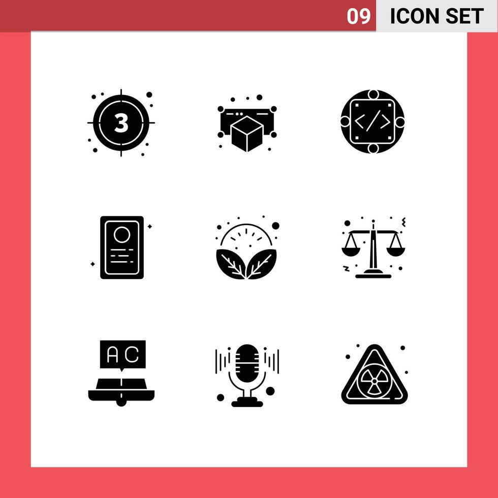 9 Universal Solid Glyph Signs Symbols of leaves job application point assignment management Editable Vector Design Elements