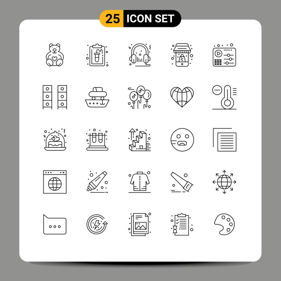 Set of 25 Vector Lines on Grid for audio discount headphone online microphone Editable Vector Design Elements