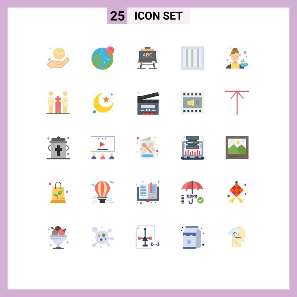 Group of 25 Flat Colors Signs and Symbols for female avatar learining prison criminal Editable Vector Design Elements