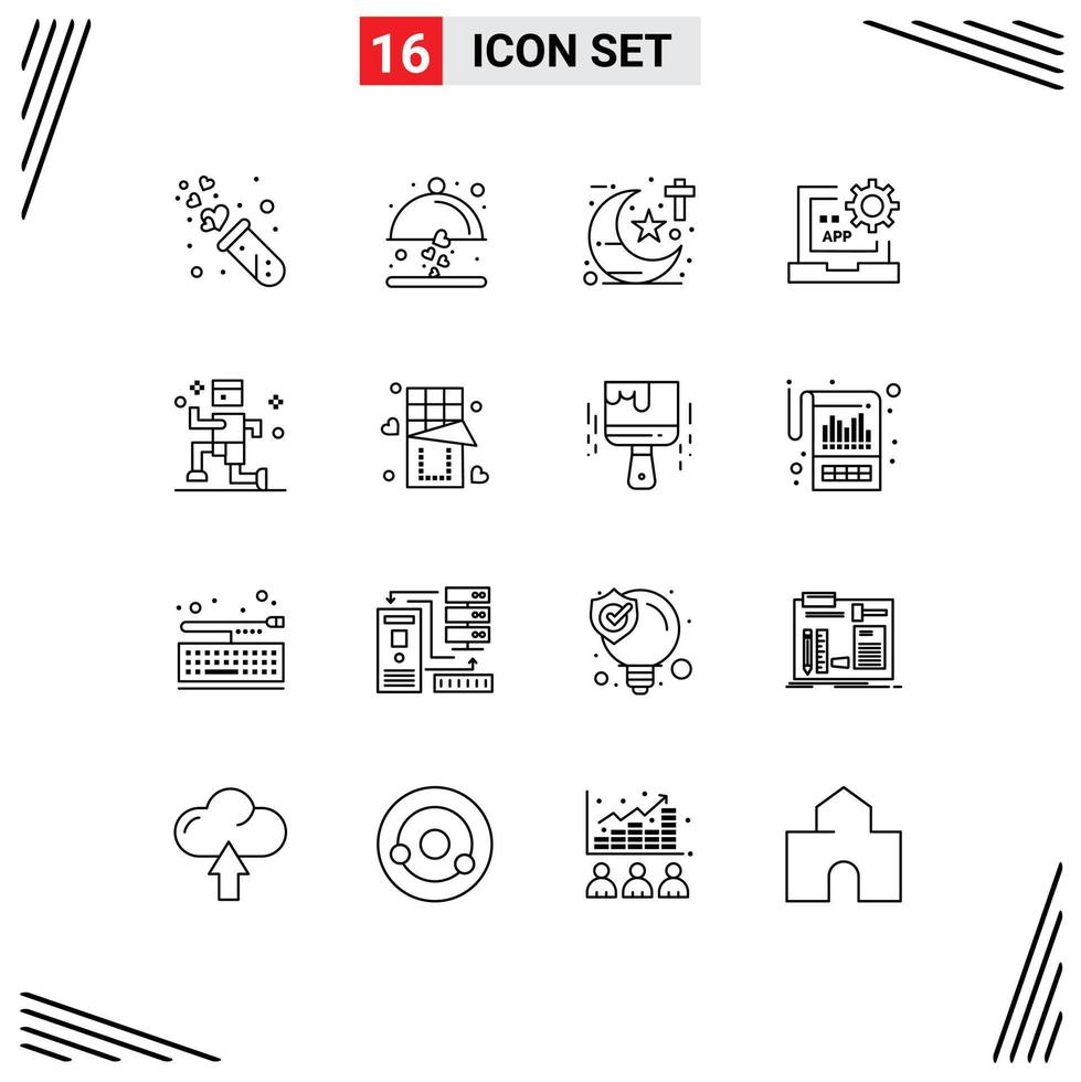 dieciséis universal contornos conjunto para web y móvil aplicaciones programación desarrollar Boda codificación teología editable vector diseño elementos