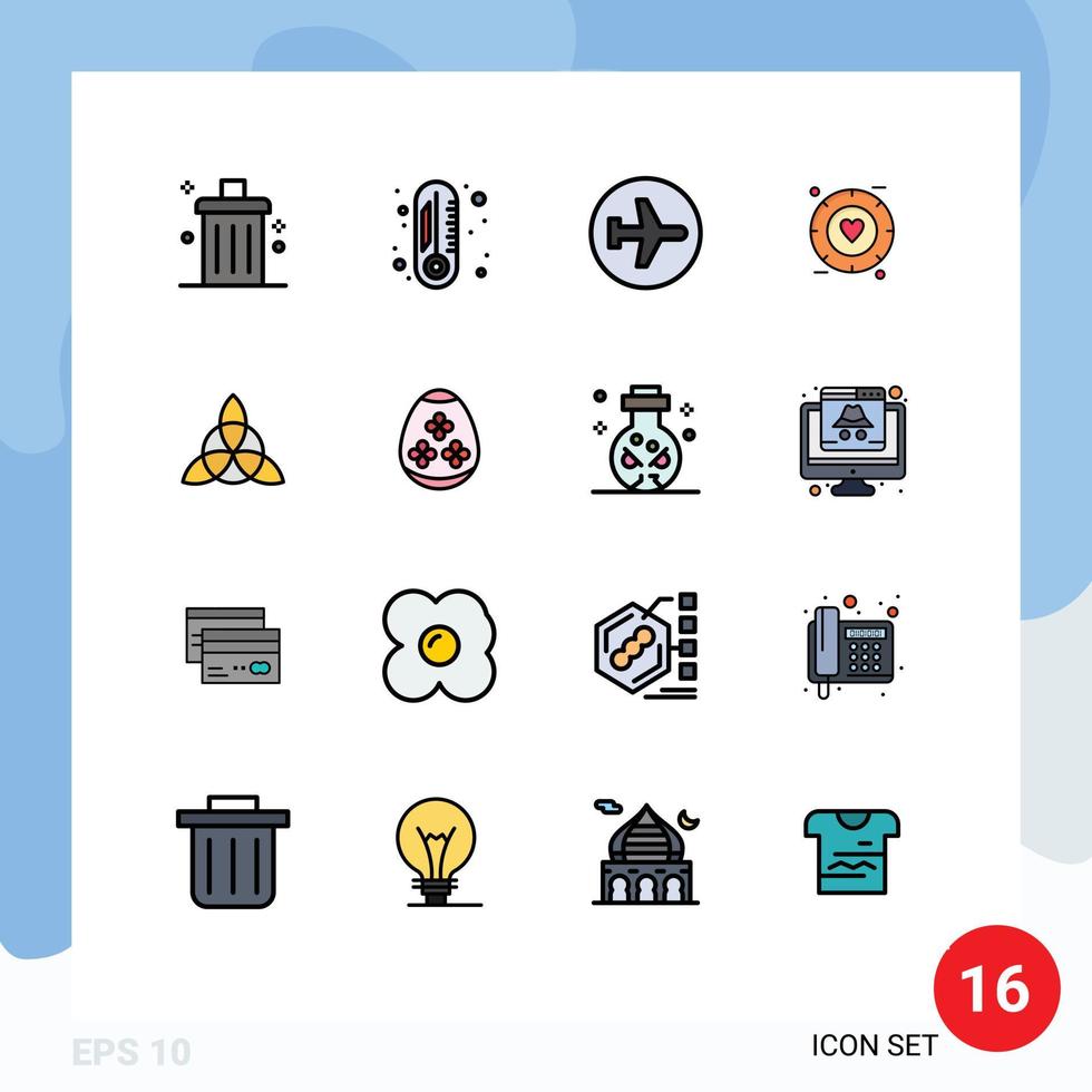 Set of 16 Modern UI Icons Symbols Signs for celtic valentine aero plane signal sign Editable Creative Vector Design Elements